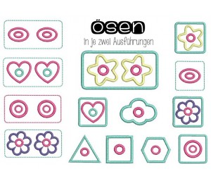 Stickserie - Basic Ösen mit 5 & 8mm Durchzug plus 3mm Mini Öse